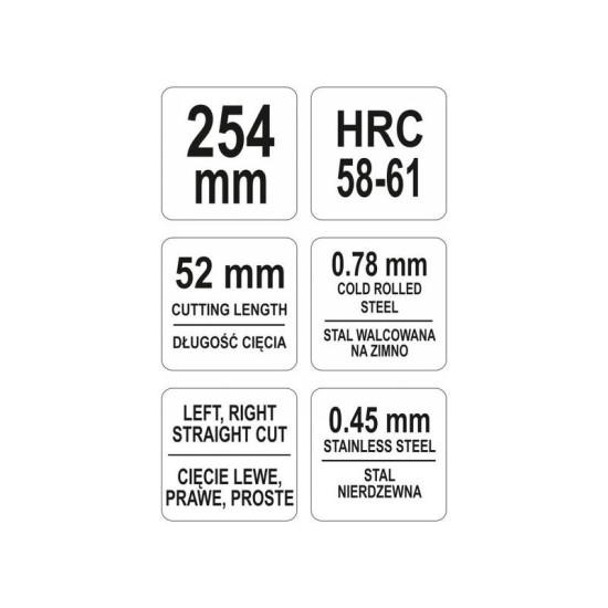 YATO Lemezvágó olló 250 mm PVC bevonatú nyél (YT-1924)