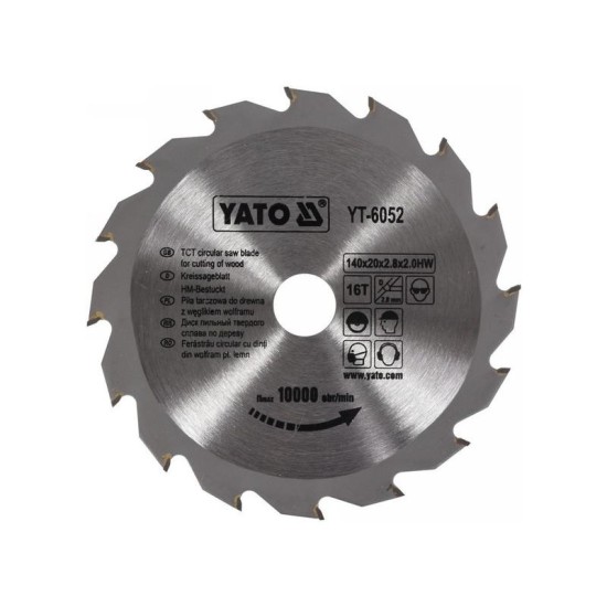 YATO Fűrésztárcsa fához 140 x 20 x 2,0 mm / 16T (YT-6052)