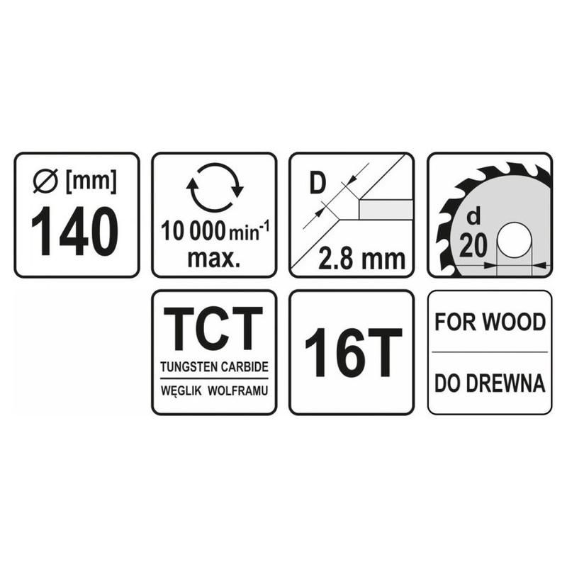 YATO Fűrésztárcsa fához 140 x 20 x 2,0 mm / 16T (YT-6052)