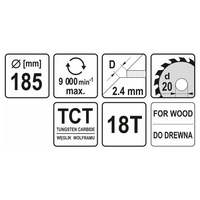 YATO Fűrésztárcsa fához 185 x 20 x 1,4 mm / 18T (YT-6063) YATO Fűrésztárcsa fához 185 x 20 x 1,4 mm / 18T (YT-6063)