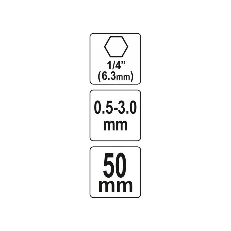 YATO Fúrótokmány adapter 1/4' Hex - 0,5-3,0 mm gyorstokmány (YT-04644)