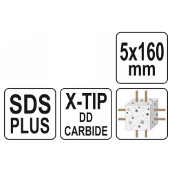 YATO Kőzetfúró 5,0 x 160/100 mm négyélű SDS-Plus (YT-41935) YATO Kőzetfúró 5,0 x 160/100 mm négyélű SDS-Plus (YT-41935)