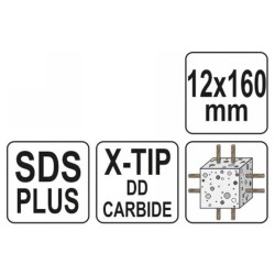 YATO Kőzetfúró 12 x 160/100 mm négyélű SDS-Plus (YT-41941) YATO Kőzetfúró 12 x 160/100 mm négyélű SDS-Plus (YT-41941)