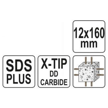 YATO Kőzetfúró 12 x 160/100 mm négyélű SDS-Plus (YT-41941)