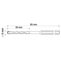 YATO Univerzális fúró 4,0  x 85/30 mm bit befogású (YT-44781) YATO Univerzális fúró 4,0  x 85/30 mm bit befogású (YT-44781)