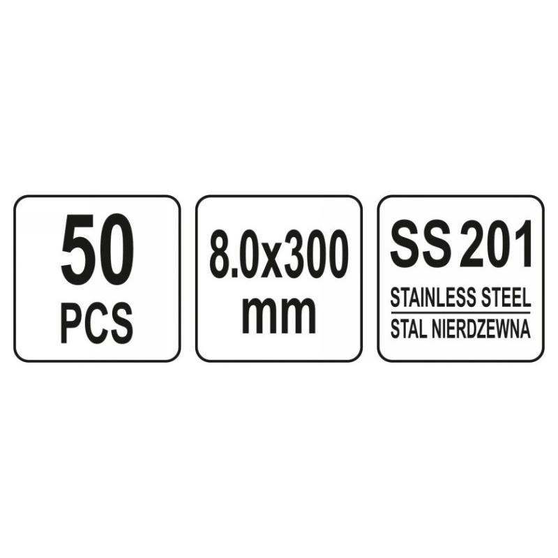 YATO Kábelkötegelő Inox 300 x 8,0 mm (50 db/cs) (YT-70582)