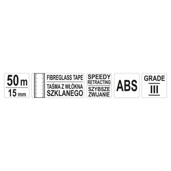 YATO Mérőszalag 50 m x 15 mm üvegszálas zárt (YT-71572) YATO Mérőszalag 50 m x 15 mm üvegszálas zárt (YT-71572)