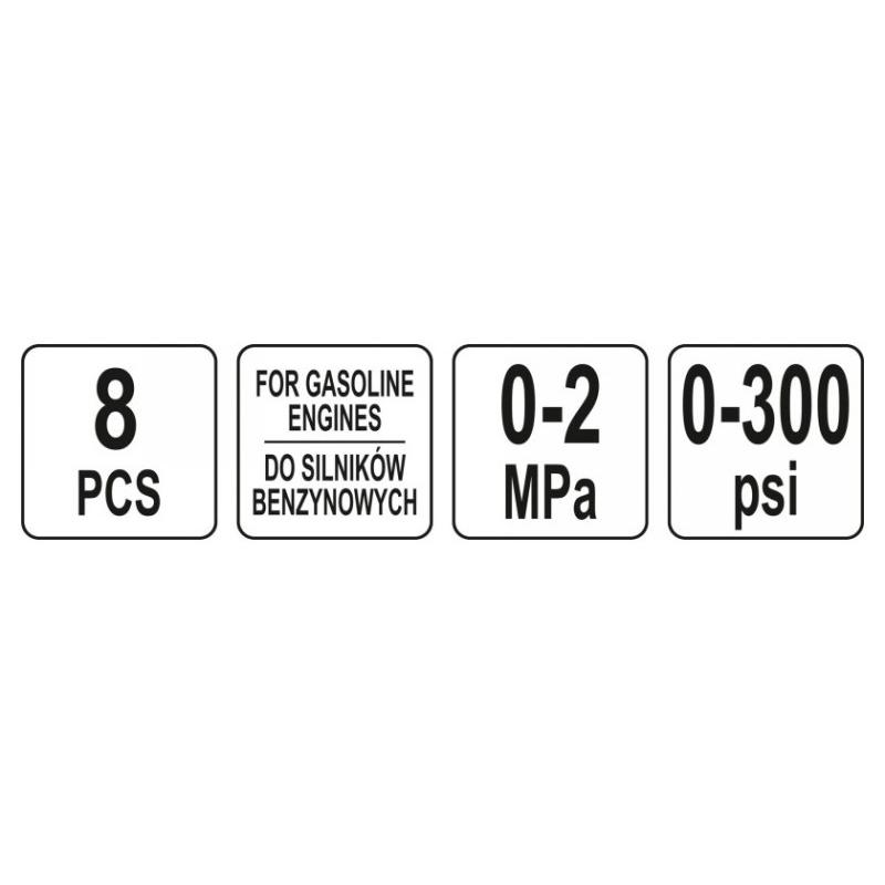 YATO Nyomásmérő készlet 8 részes (benzin) (YT-73022) YATO Nyomásmérő készlet 8 részes (benzin) (YT-73022)