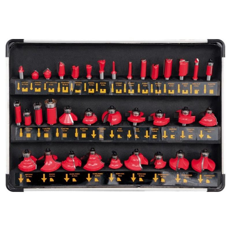 YATO YT-6803 felsőmaró készlet 35 részes – 8 mm szár, alu kofferben