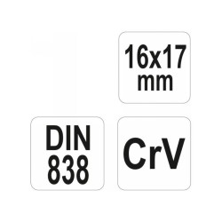 YATO Hajlított csillagkulcs 16 x 17 mm CrV (YT-03955) YATO Hajlított csillagkulcs 16 x 17 mm CrV (YT-03955)