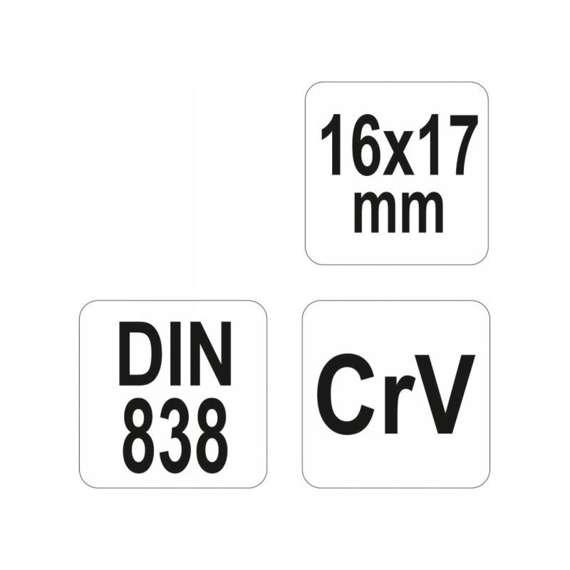 YATO Hajlított csillagkulcs 16 x 17 mm CrV (YT-03955)