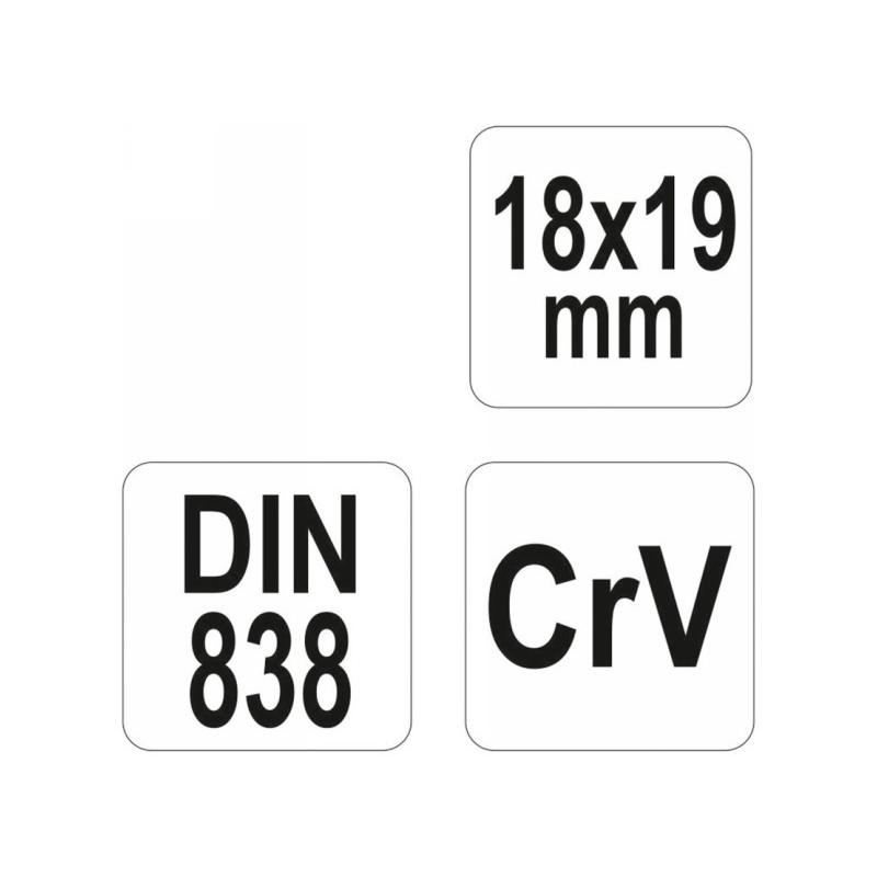 YATO Hajlított csillagkulcs 18 x 19 mm CrV (YT-03956) YATO Hajlított csillagkulcs 18 x 19 mm CrV (YT-03956)