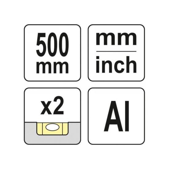 YATO Vonalzó ALU 500 mm 2 libellás (YT-70713) YATO Vonalzó ALU 500 mm 2 libellás (YT-70713)
