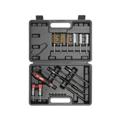 YATO Befecskendezőszelep tisztító készlet 19 részes 1/4' inox, műanyag, réz kefék (YT-17623)