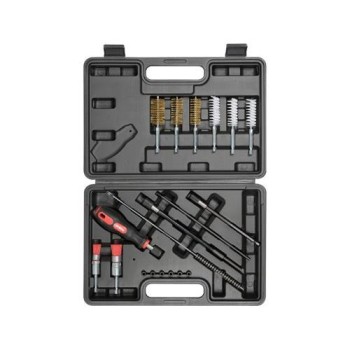 YATO Befecskendezőszelep tisztító készlet 19 részes 1/4' inox, műanyag, réz kefék (YT-17623)