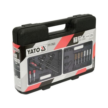 YATO Befecskendezőszelep tisztító készlet 19 részes 1/4' inox, műanyag, réz kefék (YT-17623) YATO Befecskendezőszelep tisztító készlet 19 részes 1/4' inox, műanyag, réz kefék (YT-17623)