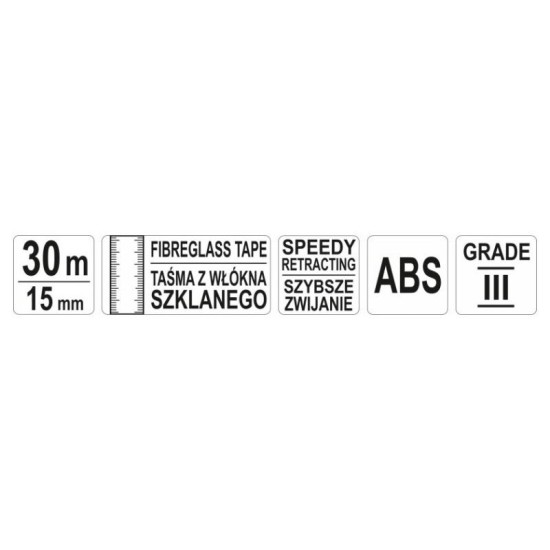 YATO Mérőszalag 30 m x 15 mm üvegszálas zárt (YT-71571) YATO Mérőszalag 30 m x 15 mm üvegszálas zárt (YT-71571)