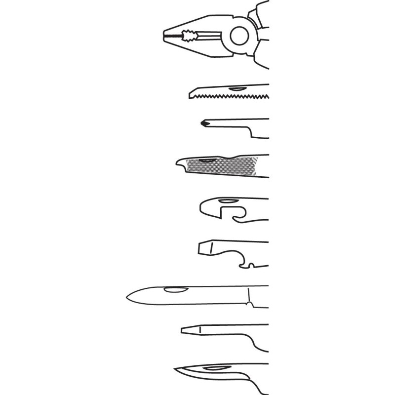 Multifunkciós szerszám, 10 funkció, beépített LED lámpa, nyitva/összecsukva: 105mm/75mm (01-027) Multifunkciós szerszám, 10 funkció, beépített LED lámpa, nyitva/összecsukva: 105mm/75mm (01-027)