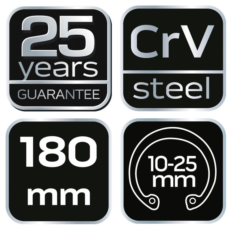 Zégergyűrű fogó 180mm, belső, egyenes, CrMo, 19 - 60mm, csúcs diameter 1,8 - 2,5mm (01-088) Zégergyűrű fogó 180mm, belső, egyenes, CrMo, 19 - 60mm, csúcs diameter 1,8 - 2,5mm (01-088)