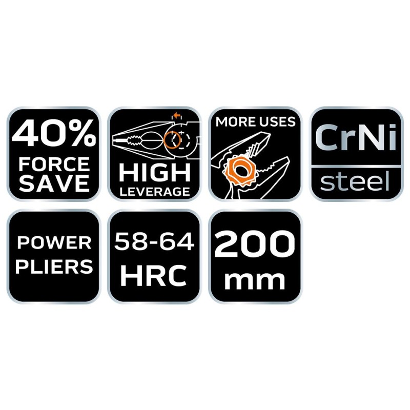 KOMBINÁLT FOGÓ 200MM 40% EnergiaMegtakarítás, csavarlazító fogazattal (01-153)