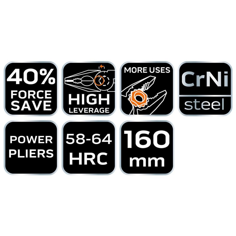 Hosszúcsőrű fogó 160MM 40% EnergiaMegtakarítás, csavarlazító fogazattal (01-154)