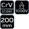 Kombinált fogó 1000V, szigetelt, 200MM(8''), CrV, polírozott (01-222)