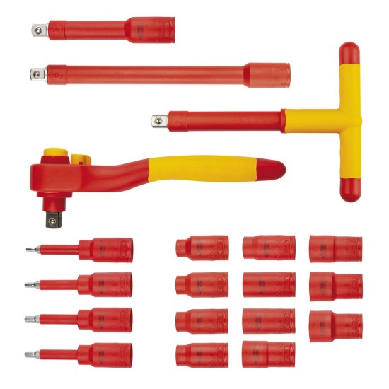 Dugókulcskészlet, 1/2'', 1000V, szigetelt 19db (01-306)