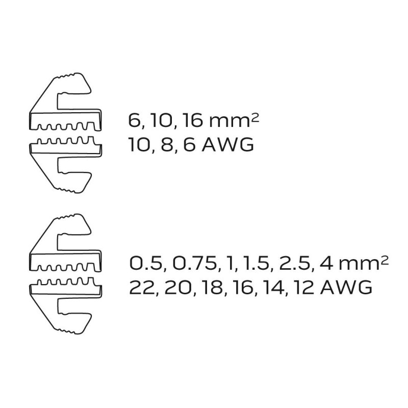 Krimpelő-, érvéghüvelyfogó, 0.5-16 mm2 (22-6 AWG) (01-506)