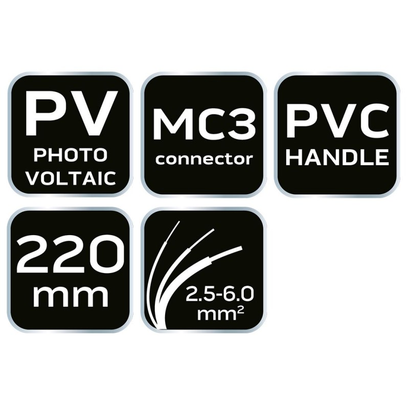 Krimpelő-, kábelsarufogó, MC3 napelemes csatlakozókhoz (01-556) Krimpelő-, kábelsarufogó, MC3 napelemes csatlakozókhoz (01-556)