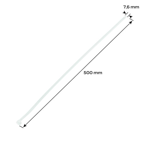 KÁBELKÖTEGELŐ, gyorskötöző, 7,6mm x 500mm, fehér, 75db (01-614)