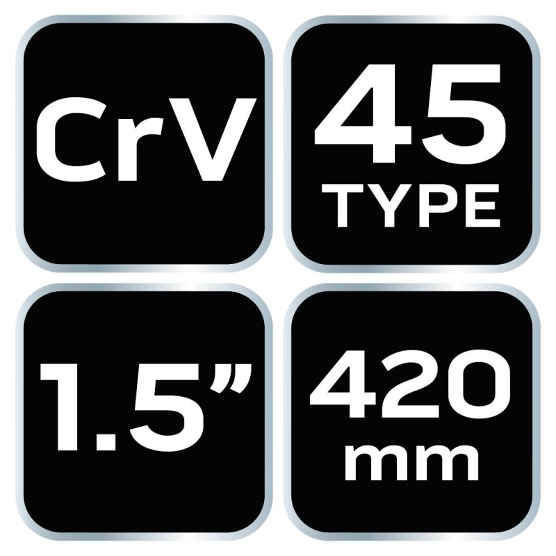 Csőfogó 45fok, 1,5'', CrV, Line, 420mm (02-427)