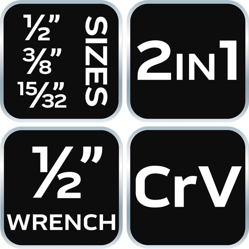 Cafni kulcsbetét, 2az1-ben, víz-fűtés csatlakozókhoz 1/2'', 3/8'', 15/32'' (02-443)