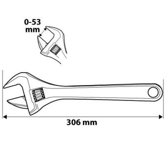 Állítható villáskulcs, csavarkulcs 306mm, 0-53mm (03-026)