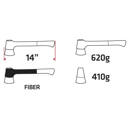 Balta 620g, fej 410g, üvegszál nyél 14'' (05G100)