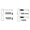 Fejsze 2500g, fej 1500g, üvegszál nyél (05G202)