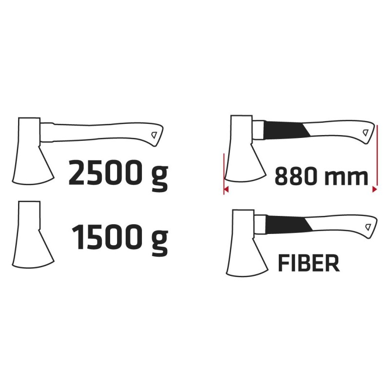 Fejsze 2500g, fej 1500g, üvegszál nyél (05G202)