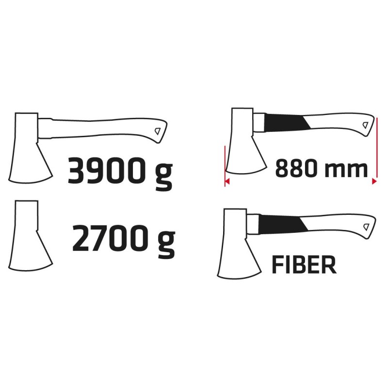 Hasító Fejsze 3900g, fej 2700g, üvegszál nyél (05G203)