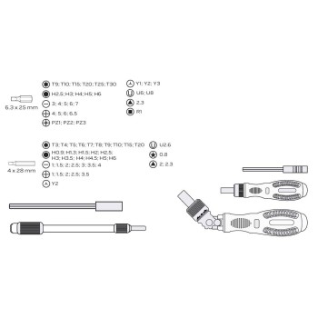 Csavarhúzó bitkészlet, hajtószárral 73db (06-115)