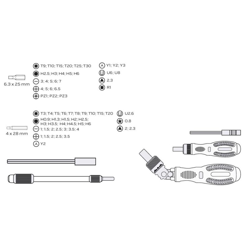 Csavarhúzó bitkészlet, hajtószárral 73db (06-115)