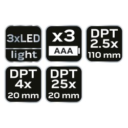 Kézi nagyító, 3 lencsével, 110mm (06-129) Kézi nagyító, 3 lencsével, 110mm (06-129)