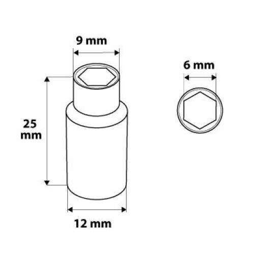 Dugókulcs 6mm, 1/4'', 6 pontos, SUPERLOCK (08-224)