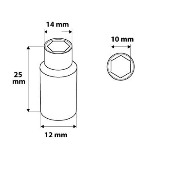 Dugókulcs 10mm, 1/4'', 6 pontos, SUPERLOCK (08-228)