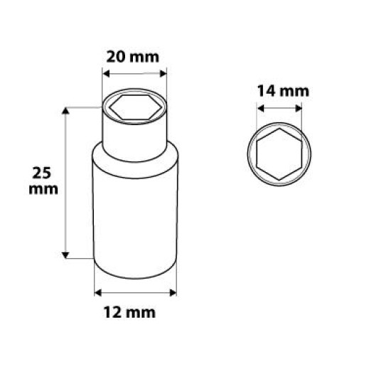 Dugókulcs 14mm, 1/4'', 6 pontos, SUPERLOCK (08-232)