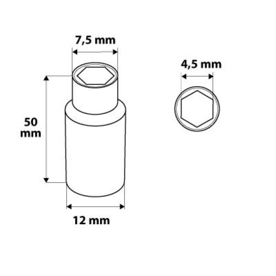 Dugókulcs 4.5mm, 1/4'', hosszú, 6 pontos, SUPERLOCK (08-236)