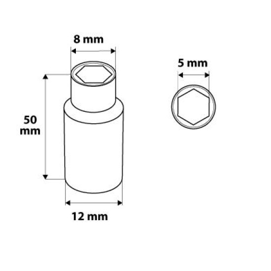 Dugókulcs 5mm, 1/4'', hosszú, 6 pontos, SUPERLOCK (08-237)