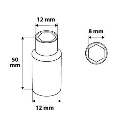 Dugókulcs 8mm, 1/4'', hosszú, 6 pontos, SUPERLOCK (08-241)