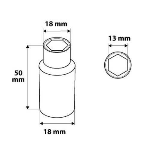 Dugókulcs 13mm, 1/4'', hosszú, 6 pontos, SUPERLOCK (08-246)