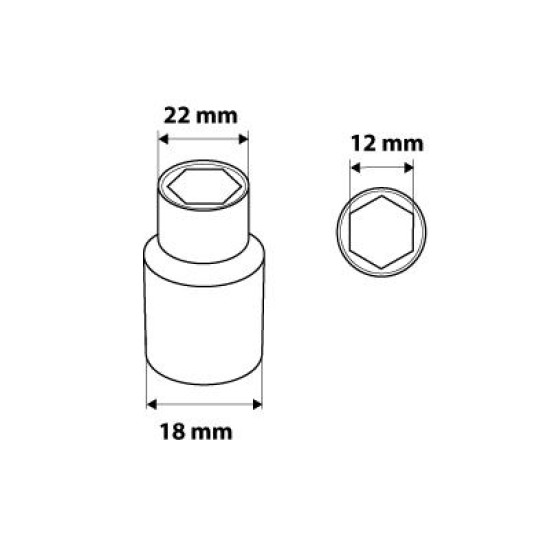 Dugókulcs 12mm, 1/2'', hatlapú (08-412)