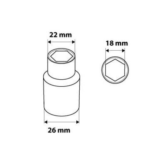 Dugókulcs 18mm, 1/2'', hatlapú (08-418)