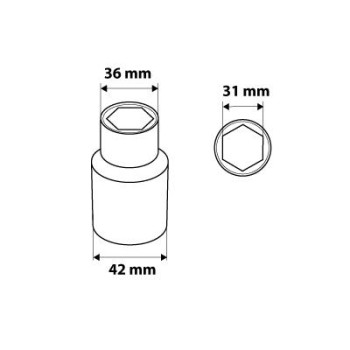 Dugókulcs 31mm, 1/2'', hatlapú (08-431)